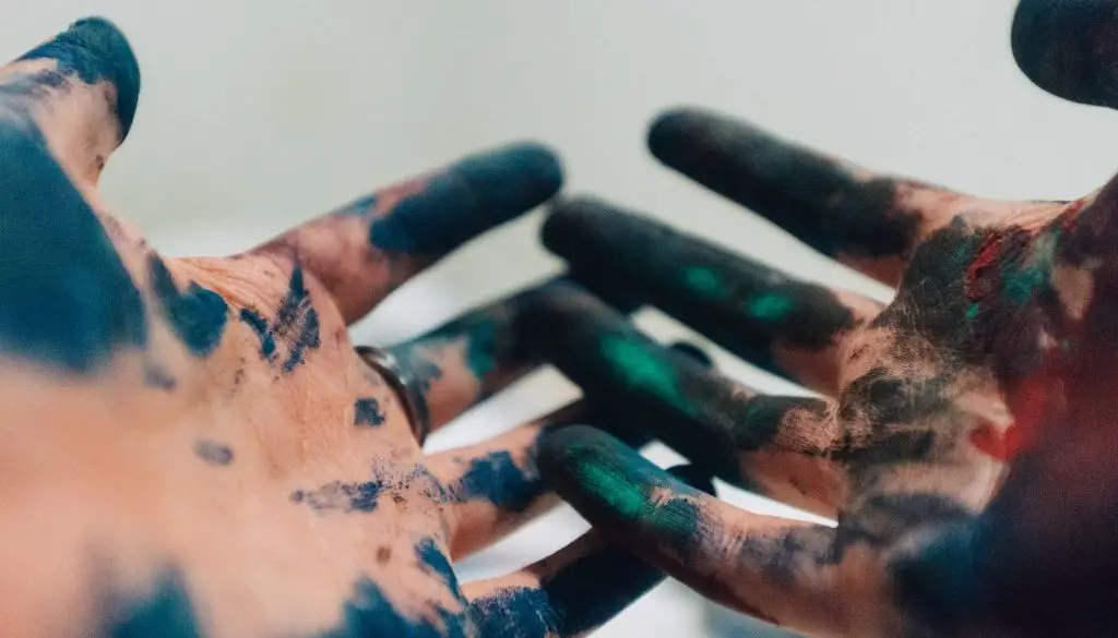 Paint on the hand