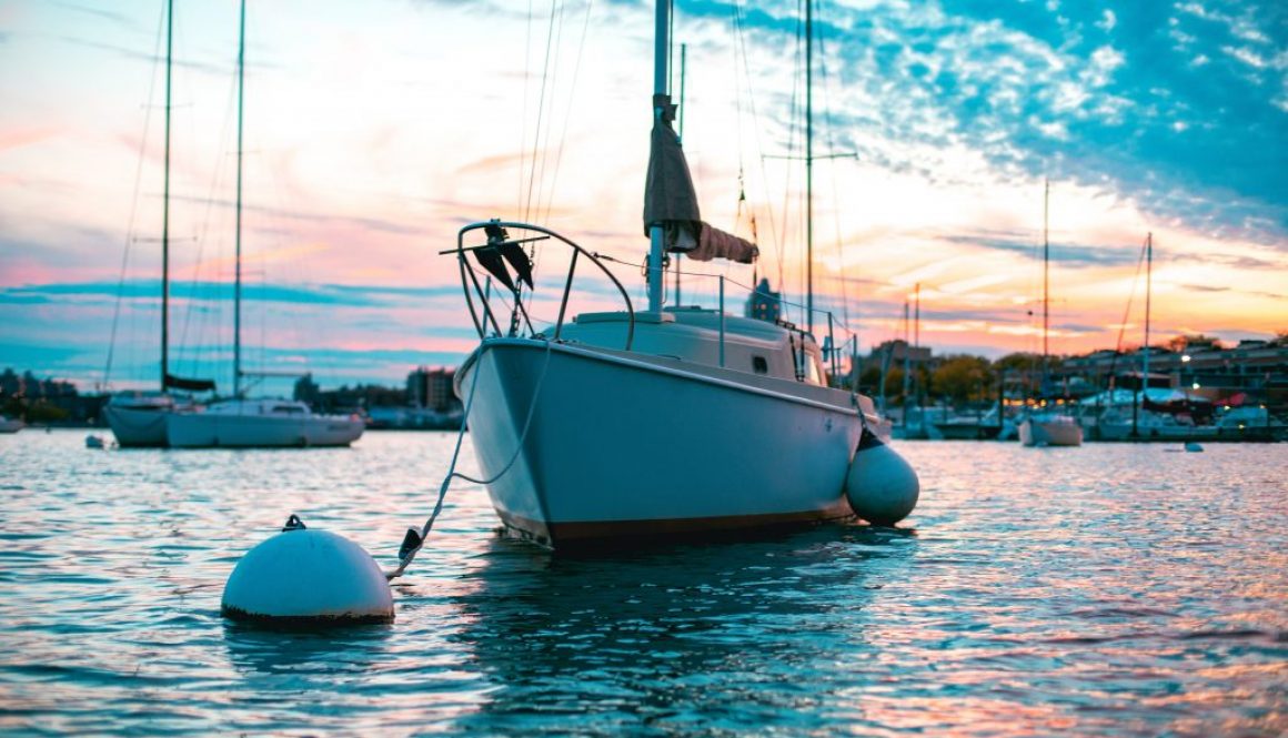 Big white boat floating in sea